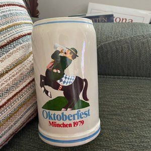 Vintage German Oktoberfest Stoneware 1 Litre Beer Mug
